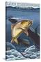 Lake Koshkonong, Wisconsin - Cutthroat Trout-Lantern Press-Stretched Canvas