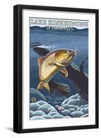 Lake Koshkonong, Wisconsin - Cutthroat Trout-Lantern Press-Framed Art Print