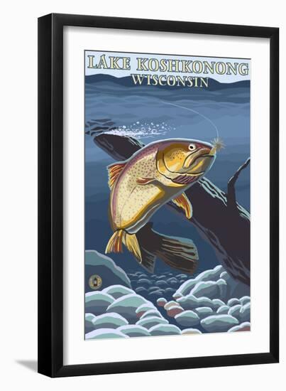 Lake Koshkonong, Wisconsin - Cutthroat Trout-Lantern Press-Framed Art Print