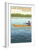 Lake Koshkonong, Wisconsin - Kayak Scene-Lantern Press-Framed Art Print