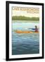 Lake Koshkonong, Wisconsin - Kayak Scene-Lantern Press-Framed Art Print