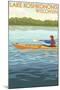 Lake Koshkonong, Wisconsin - Kayak Scene-Lantern Press-Mounted Art Print
