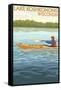 Lake Koshkonong, Wisconsin - Kayak Scene-Lantern Press-Framed Stretched Canvas