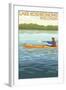 Lake Koshkonong, Wisconsin - Kayak Scene-Lantern Press-Framed Art Print