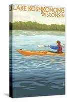 Lake Koshkonong, Wisconsin - Kayak Scene-Lantern Press-Stretched Canvas