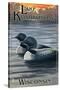 Lake Koshkonong, Wisconsin - Loons-Lantern Press-Stretched Canvas