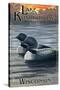 Lake Koshkonong, Wisconsin - Loons-Lantern Press-Stretched Canvas