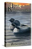 Lake Koshkonong, Wisconsin - Loons-Lantern Press-Stretched Canvas