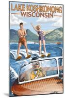 Lake Koshkonong, Wisconsin - Water Skiing Scene-Lantern Press-Mounted Art Print