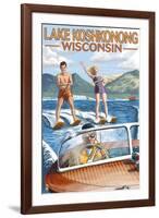 Lake Koshkonong, Wisconsin - Water Skiing Scene-Lantern Press-Framed Art Print