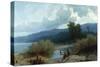 Lake Landscape, 1862-Angelo Beccaria-Stretched Canvas