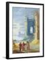 Lake Landscape with Christ Between the Two Disciples of Emmaus-null-Framed Art Print