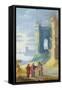 Lake Landscape with Christ Between the Two Disciples of Emmaus-null-Framed Stretched Canvas