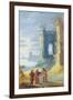 Lake Landscape with Christ Between the Two Disciples of Emmaus-null-Framed Art Print