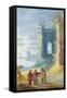 Lake Landscape with Christ Between the Two Disciples of Emmaus-null-Framed Stretched Canvas