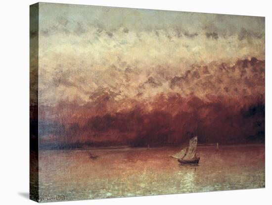 Lake Leman with Setting Sun, circa 1876-Gustave Courbet-Stretched Canvas