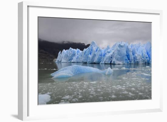 Lake-Level View of Blue Ice at the Glacier Face and Iceberg-Eleanor Scriven-Framed Photographic Print