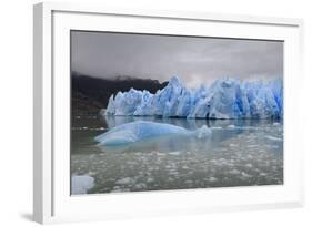 Lake-Level View of Blue Ice at the Glacier Face and Iceberg-Eleanor Scriven-Framed Photographic Print