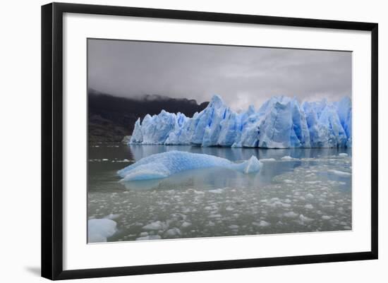 Lake-Level View of Blue Ice at the Glacier Face and Iceberg-Eleanor Scriven-Framed Photographic Print