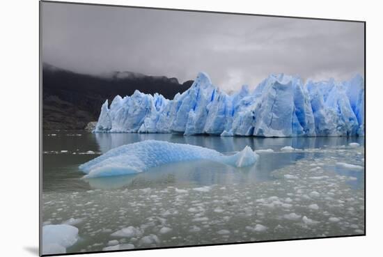 Lake-Level View of Blue Ice at the Glacier Face and Iceberg-Eleanor Scriven-Mounted Photographic Print