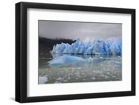 Lake-Level View of Blue Ice at the Glacier Face and Iceberg-Eleanor Scriven-Framed Photographic Print