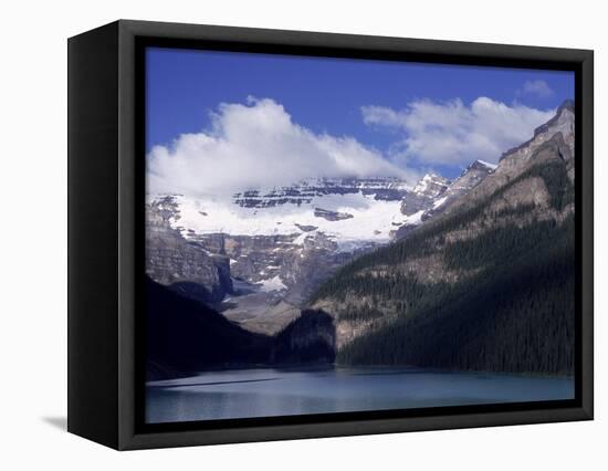 Lake Louise at Dawn, Alberta, CAN-Claire Rydell-Framed Stretched Canvas