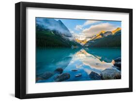 Lake Louise At Sunrise Banff-null-Framed Art Print