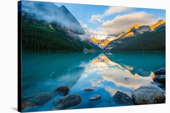 Lake Louise At Sunrise Banff-null-Stretched Canvas