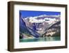 Lake Louise canoes, Leroy Glaciers reflection, Banff National Park, Alberta, Canada-William Perry-Framed Photographic Print