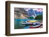 Lake Louise-Canoes on the Lake-null-Framed Art Print