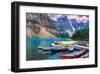 Lake Louise-Canoes on the Lake-null-Framed Art Print