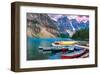 Lake Louise-Canoes on the Lake-null-Framed Art Print