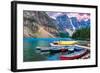 Lake Louise-Canoes on the Lake-null-Framed Art Print