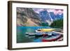 Lake Louise-Canoes on the Lake-null-Framed Art Print