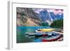 Lake Louise-Canoes on the Lake-null-Framed Art Print