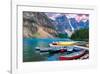 Lake Louise-Canoes on the Lake-null-Framed Art Print