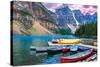 Lake Louise-Canoes on the Lake-null-Stretched Canvas