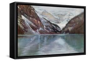 Lake Louise, the Lake in the Clouds-Harold Copping-Framed Stretched Canvas