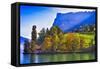 Lake Lucerne Fall Morning-George Oze-Framed Stretched Canvas