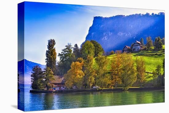 Lake Lucerne Fall Morning-George Oze-Stretched Canvas