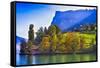 Lake Lucerne Fall Morning-George Oze-Framed Stretched Canvas