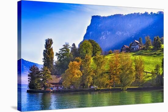 Lake Lucerne Fall Morning-George Oze-Stretched Canvas