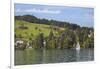 Lake Lucerne, Switzerland. Sailboat sailing on lake.-Michele Niles-Framed Photographic Print