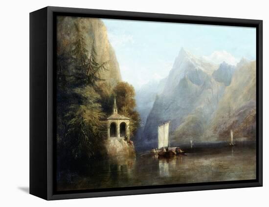 Lake Lucerne with William Tell's Chapel, 1844-Thomas Miles Richardson-Framed Stretched Canvas
