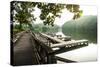 Lake Lure, North Carolina: a Man Goes for a Run Along the Shoreline of Lake Lure-Brad Beck-Stretched Canvas