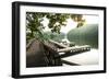 Lake Lure, North Carolina: a Man Goes for a Run Along the Shoreline of Lake Lure-Brad Beck-Framed Photographic Print