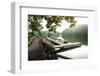 Lake Lure, North Carolina: a Man Goes for a Run Along the Shoreline of Lake Lure-Brad Beck-Framed Photographic Print