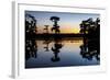 Lake Martin at Sunset with Bald Cypress Sihouette, Louisiana, USA-Alison Jones-Framed Photographic Print