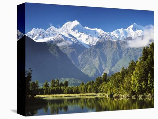 Lake Matheson, Mount Tasman and Mount Cook, Westland Tai Poutini National Park, New Zealand-Jochen Schlenker-Stretched Canvas