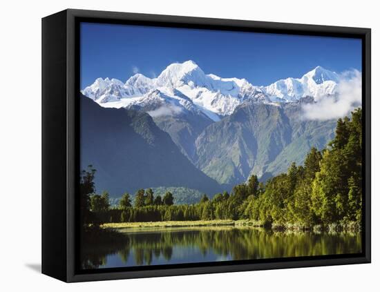 Lake Matheson, Mount Tasman and Mount Cook, Westland Tai Poutini National Park, New Zealand-Jochen Schlenker-Framed Stretched Canvas